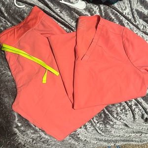 Figs large set joggers and two pocket top salmon color